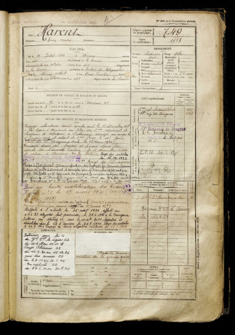 Harent, Lucien André, né le 27 juillet 1899 à Amiens (Somme), classe 1919, matricule n° 749, Bureau de recrutement d'Amiens