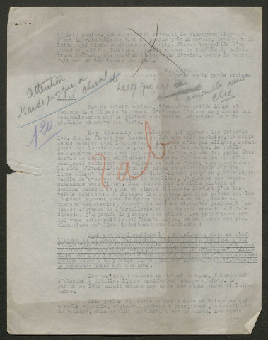 Témoignage de Chaudoir, P. et correspondance avec Jacques Péricard