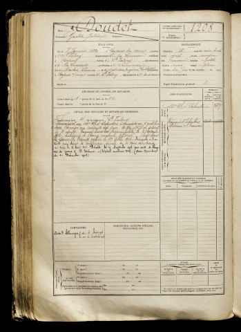 Doudet, Gaston Julien, né le 08 janvier 1889 à Cayeux-sur-Mer (Somme), classe 1909, matricule n° 1208, Bureau de recrutement d'Abbeville