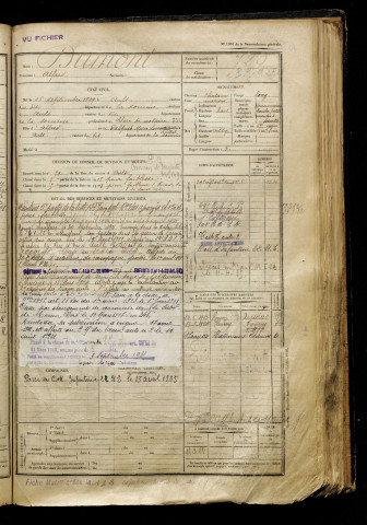 Dumont, Alfred, né le 16 septembre 1899 à Ault (Somme), classe 1919, matricule n° 729, Bureau de recrutement d'Abbeville