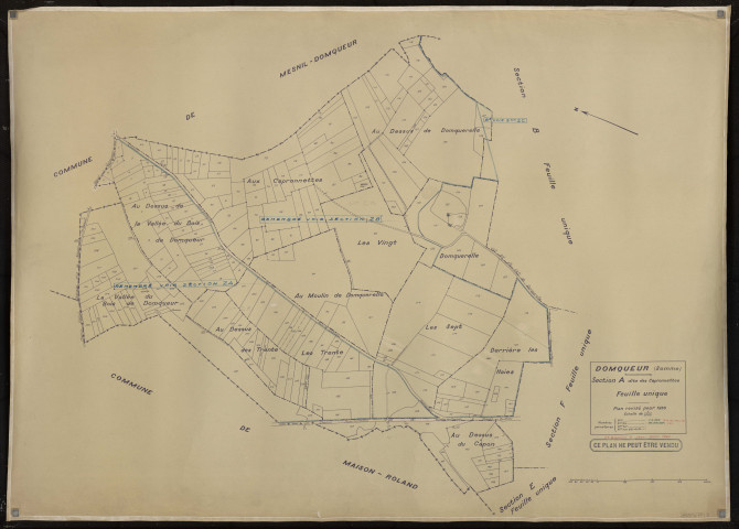 Plan du cadastre rénové - Domqueur : section A