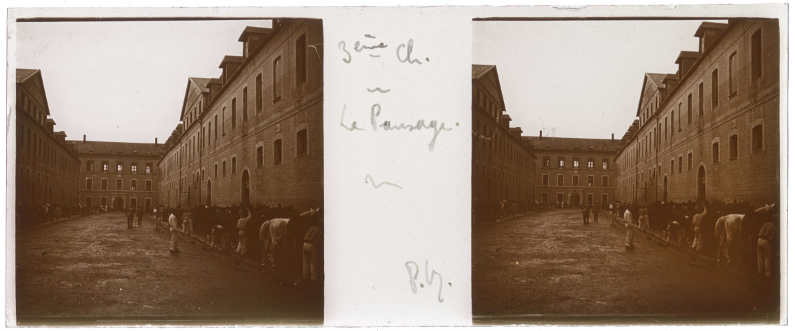 Abbeville. 3e chasseurs. Le pansage