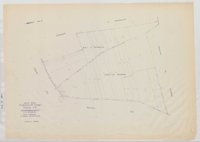 Plan du cadastre rénové - Flaucourt : section ZD