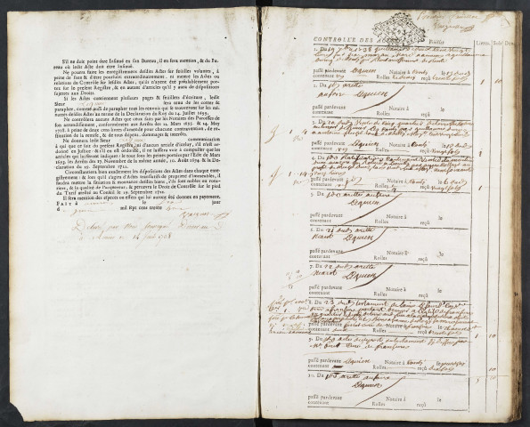 Contrôle des actes du bureau de Conty pour la période du 19 septembre 1738 au 8 mars 1740