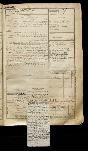 Hochard, Jules Ulysse, né le 17 décembre 1896 à Laversines (Oise), classe 1916, matricule n° 27, Bureau de recrutement de Péronne