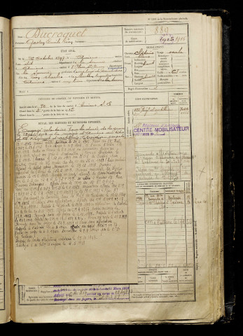 Ducroquet, Gaston Emile Léon, né le 26 octobre 1897 à Amiens (Somme), classe 1917, matricule n° 889, Bureau de recrutement d'Amiens