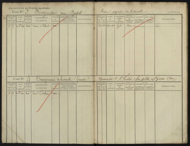 Répertoire des formalités hypothécaires, du 22/10/1818 au 07/01/1819, registre n° 098 (Abbeville)