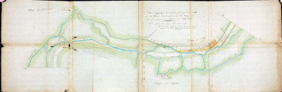 Plan d'arpentage des terrains pris par le canal de la Somme depuis vis à vis le village de Morcourt jusques au dessous de Cerisy