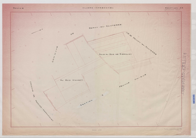 Plan du cadastre rénové - Villers-Carbonnel : section ZA