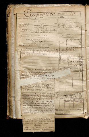 Carpentier, Georges Théodore, né le 20 avril 1872 à Drucat (Somme), classe 1892, matricule n° 844, Bureau de recrutement d'Abbeville