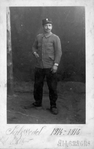 Guerre 1914 1918. Portrait d'infirmier militaire, prisonnier en Allemagne