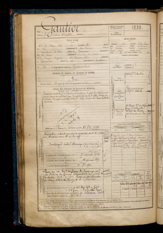 Gautier, Joseph Antoine Théophile, né le 31 mai 1870 à Abbeville (Somme), classe 1890, matricule n° 1282, Bureau de recrutement d'Abbeville