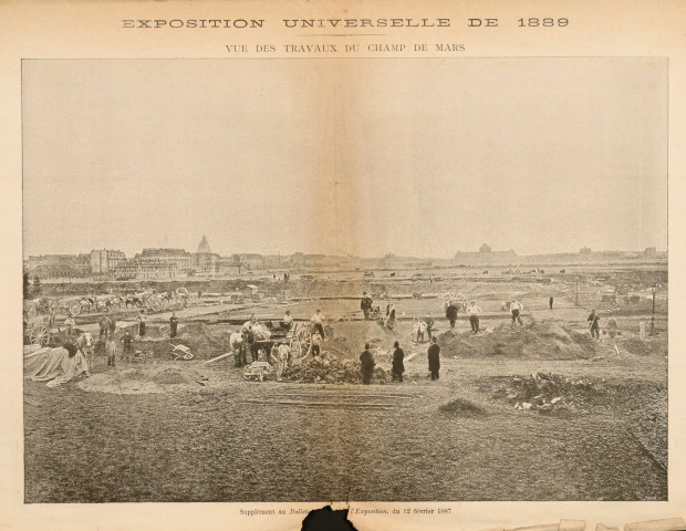 Exposition universelle de 1889 : vue des travaux du champ de mars