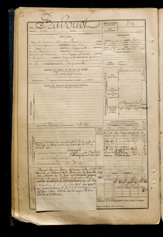 Babouot, Emile, né le 11 octobre 1870 à Paris 12e Arrondissement (Paris), classe 1890, matricule n° 894, Bureau de recrutement d'Abbeville