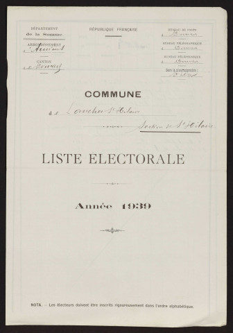 Liste électorale : Lanches-Saint-Hilaire, Section de Saint-Hilaire