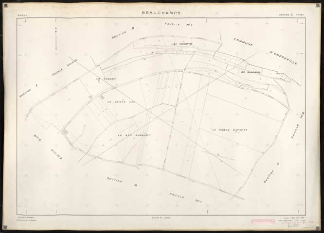 Plan du cadastre rénové - Beauchamps : section C1