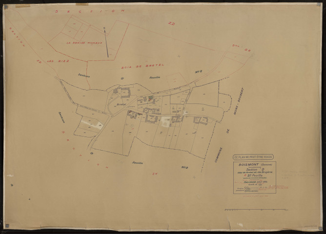 Plan du cadastre rénové - Boismont : section D2