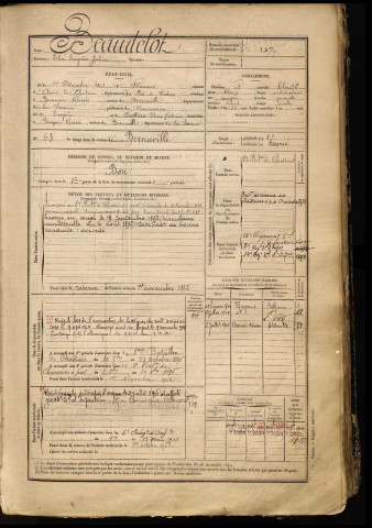 Beaudelot, Eloi Eugène Julien, né le 01 décembre 1868 à Auxi-le-Château (Pas-de-Calais), classe 1888, matricule n° 147, Bureau de recrutement d'Abbeville
