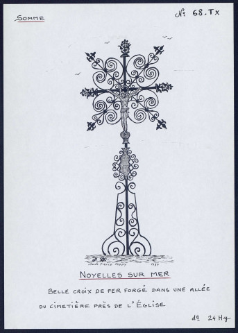 Noyelles-sur-Mer : belle croix de fer forgé - (Reproduction interdite sans autorisation - © Claude Piette)