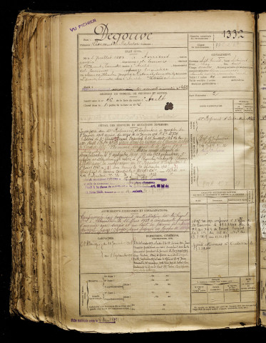 Degouve, Léonce Achille Victor, né le 05 juillet 1897 à Amiens (Somme), classe 1917, matricule n° 1332, Bureau de recrutement d'Abbeville