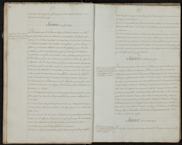 Bureau des biens nationaux. Registre pour la transcription des arrêtés du Département. Contient des arrêtés du Département et du District. 5 février 1791-30 octobre 1792