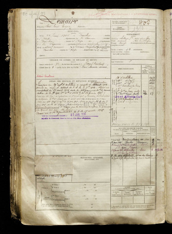 Lemaire, Paul Louis Eugène, né le 29 juin 1894 à Fonches-Fonchette (Somme), classe 1914, matricule n° 402, Bureau de recrutement de Péronne