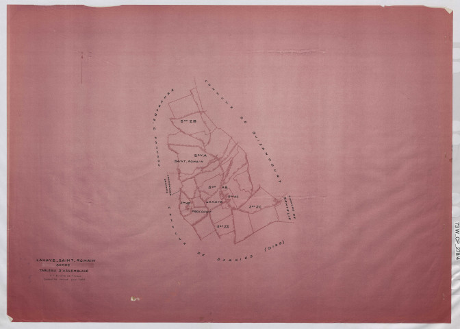 Plan du cadastre rénové - Lahaye-Saint-Romain : tableau d'assemblage (TA)