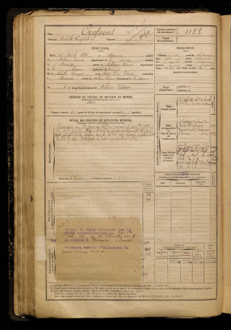 Cressent, Achille Théophile, né le 25 octobre 1872 à Airaines (Somme), classe 1892, matricule n° 1132, Bureau de recrutement d'Amiens