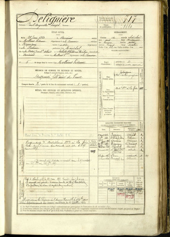 Delignière, Paul Auguste Joseph, né le 28 juin 1860 à Airaines (Somme, France), classe 1880, matricule n° 717, Bureau de recrutement d'Amiens