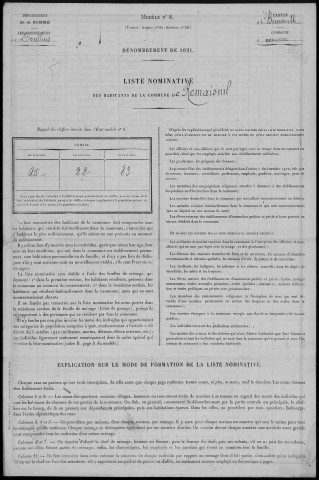 Recensement de la population : Remaisnil