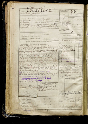 Mallart, Florian Georges Octave, né le 29 mars 1890 à Neuvillette (Somme), classe 1910, matricule n° 44, Bureau de recrutement d'Abbeville