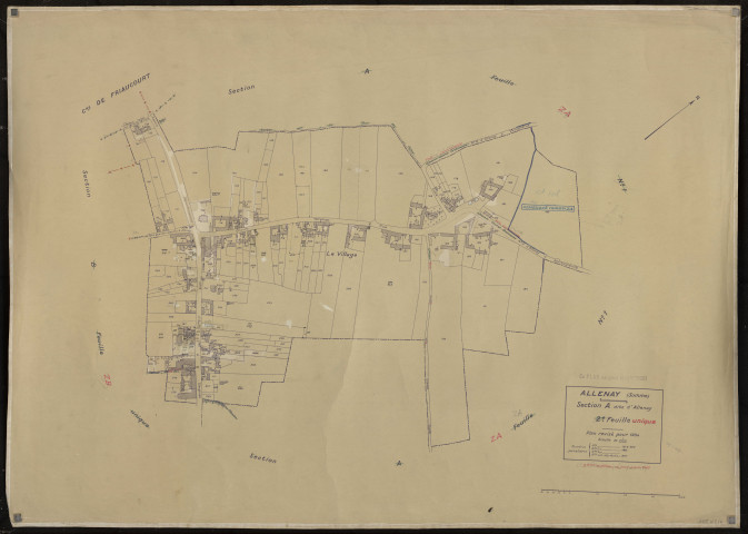 Plan du cadastre rénové - Allenay : section A
