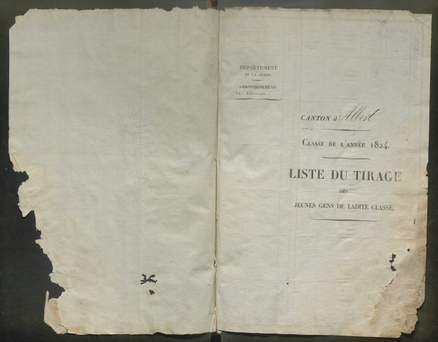 Tirage au sort (arrondissement de Péronne) de l'année 1824