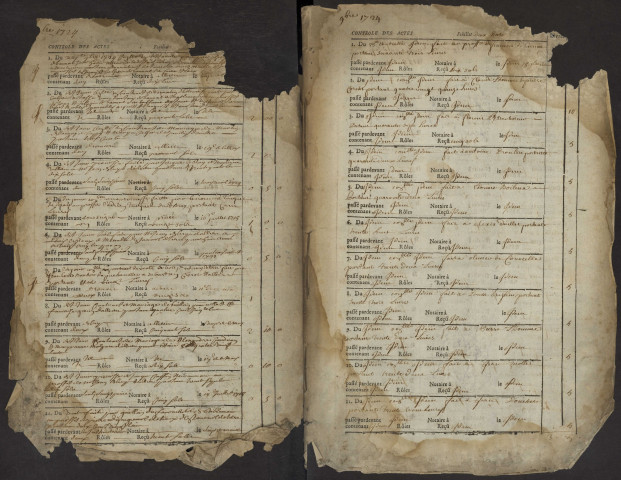 Contrôle des actes du bureau d'Albert pour la période du 23 novembre 1724 au 21 août 1725