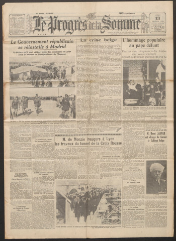Le Progrès de la Somme, numéro 21695, 13 février 1939