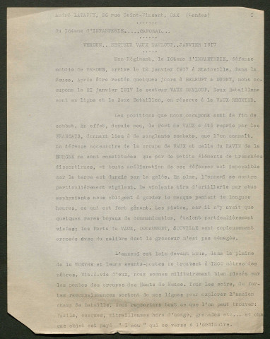 Témoignage de Lattapy, André (Caporal) et correspondance avec Jacques Péricard