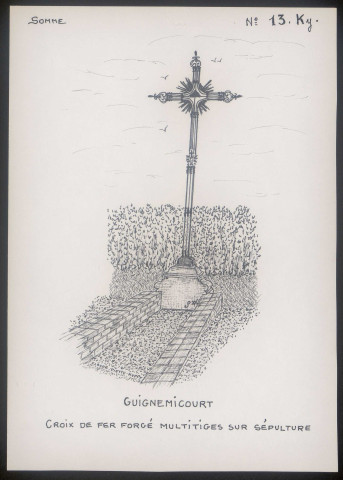 Guignemicourt : croix de fer forgé sur sépulture - (Reproduction interdite sans autorisation - © Claude Piette)