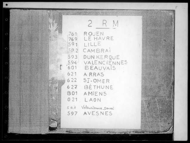 Table alphabétique du contingent 1933 - lettre D : bureaux de recrutement de la Deuxième Région Militaire (Départements du Nord, du Pas de Calais, de l'Aisne, de l'Oise, de la Somme, de l'Eure et de la Seine-Maritime)