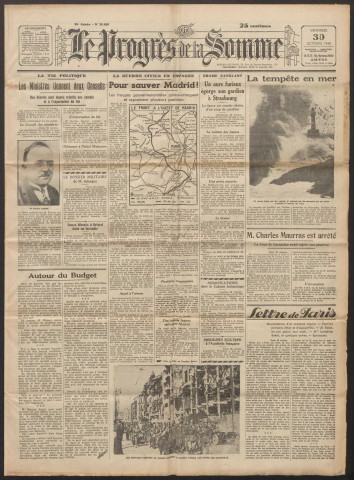 Le Progrès de la Somme, numéro 20869, 30 octobre 1936