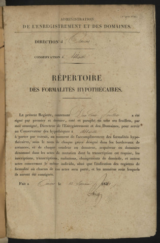 Répertoire des formalités hypothécaires, du 30/12/1841 au 16/04/1842, registre n° 165 (Abbeville)