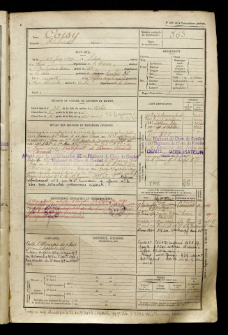 Coisy, Robert Oscar, né le 23 juin 1897 à Saleux (Somme), classe 1917, matricule n° 563, Bureau de recrutement d'Amiens