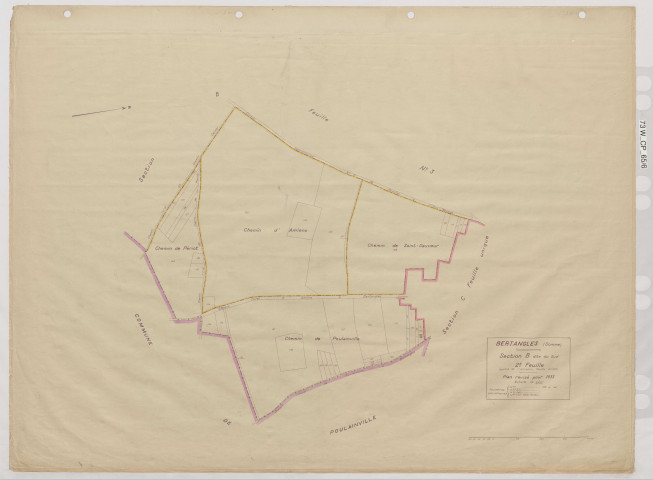 Plan du cadastre rénové - Bertangles : section B2