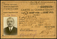 Carte du combattant n° 330829, valable du 10 septembre 1935 au 10 septembre 1940, délivrée à Joseph Maurice Perzon par le Comité départemental de la Seine
