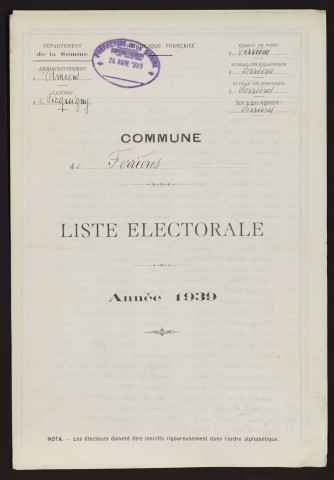 Liste électorale : Ferrières