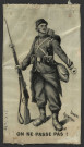 Soldat français représenté sur une étiquette la baïonnette à la main