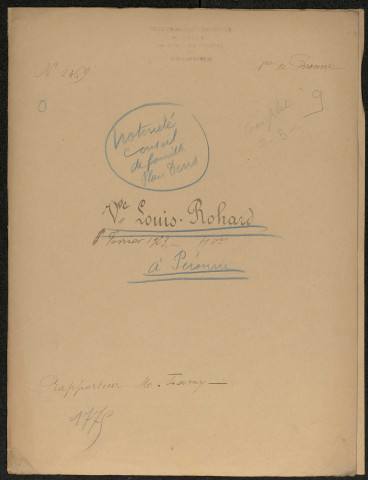 Péronne. Demande d'indemnisation des dommages de guerre : dossier Louis-Rohard