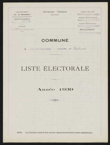Liste électorale : Fontaine-sur-Somme, Section de Vieulaine