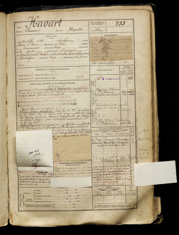 Havart, Clément, né le 23 octobre 1889 à Grandfresnoy (Oise), classe 1909, matricule n° 355, Bureau de recrutement de Péronne