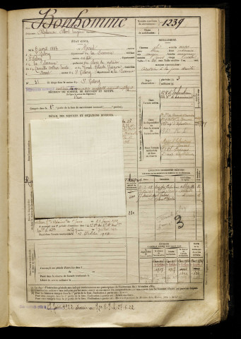 Bonhomme, Alphonse Albert Eugène, né le 06 avril 1883 à Arrest (Somme), classe 1903, matricule n° 1239, Bureau de recrutement d'Abbeville