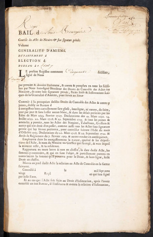 Contrôle des actes du bureau de Conty pour la période du 9 octobre 1726 au 11 septembre 1727